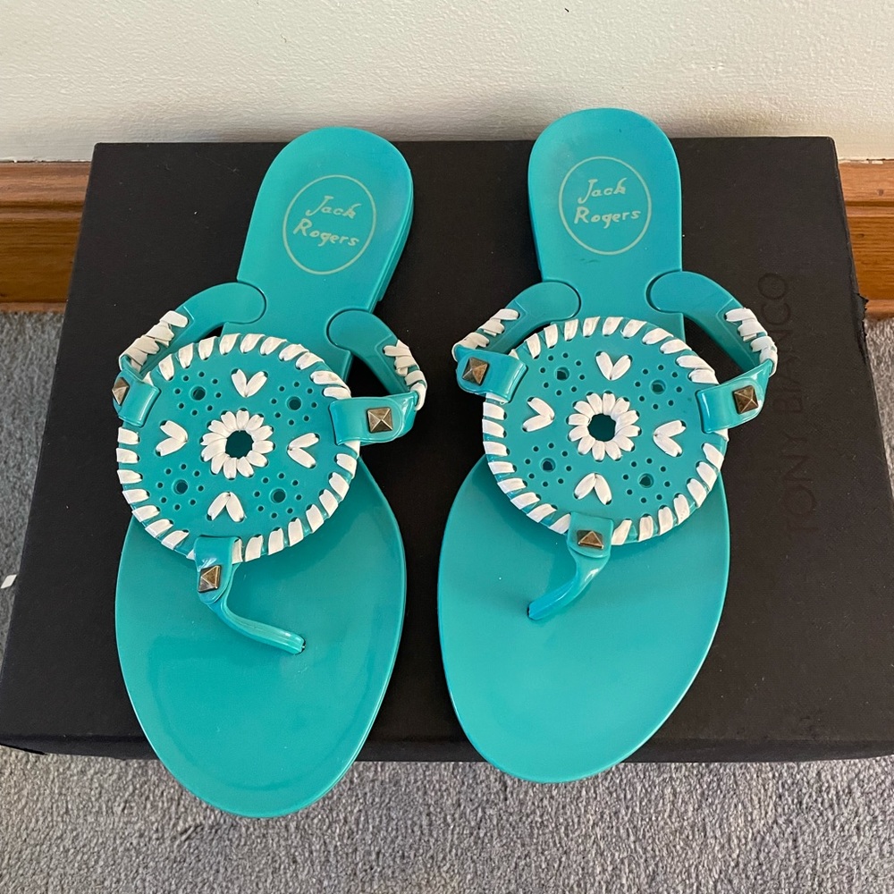 JACK ROGERS BLUE JELLY SANDALS